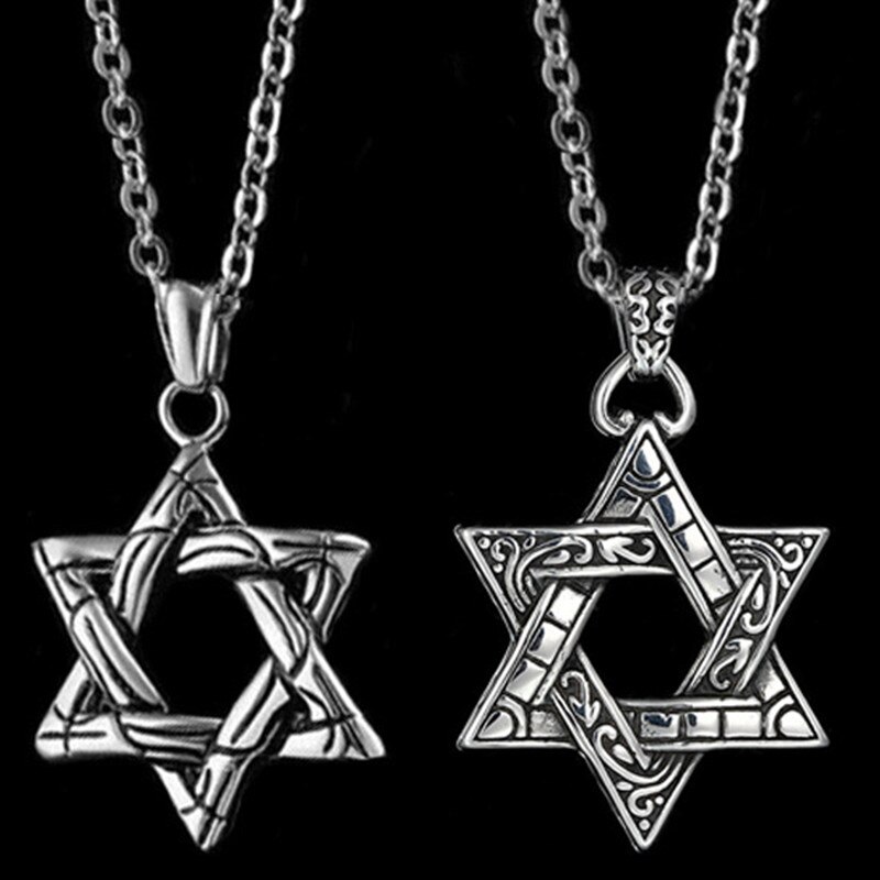 Stern Von David Anhänger Israel Kette Halsketten Männer Frauen Judaica Silber Farbe Jüdische Schmuck