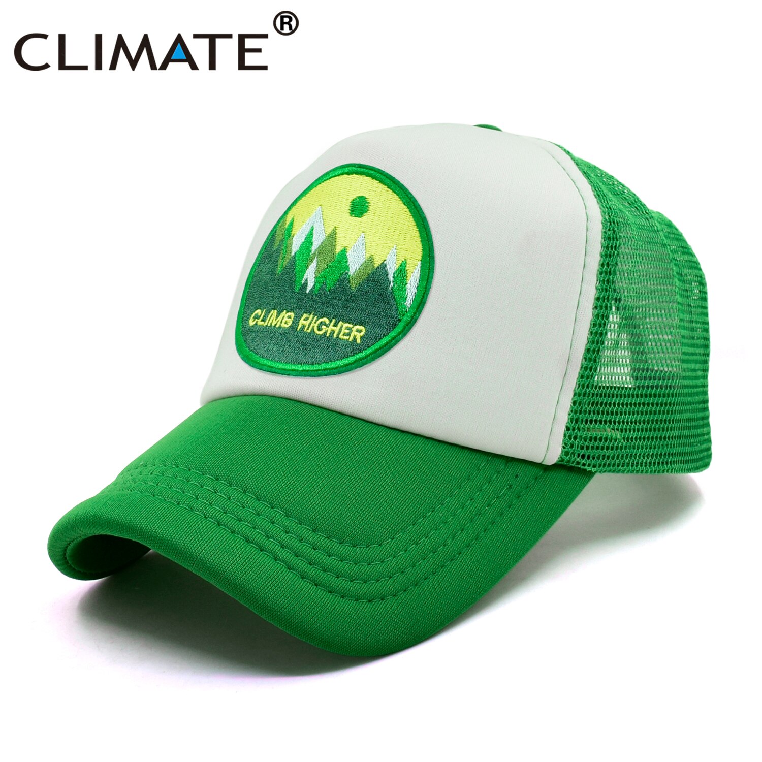 CLIMATE CLIMB HIGH Cap Climber Outdoor Sport Trucker Cap Green Outdoors Forest Hat Cap Cool Summer Mesh Cap for Men Women