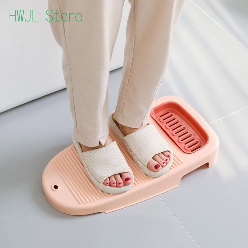 2 in 1 Laundry Clothes Washing Board Plastic Thicken Washboard with Soap Holder Seat Box Bathroom Cleaning Laundry Scrubbing