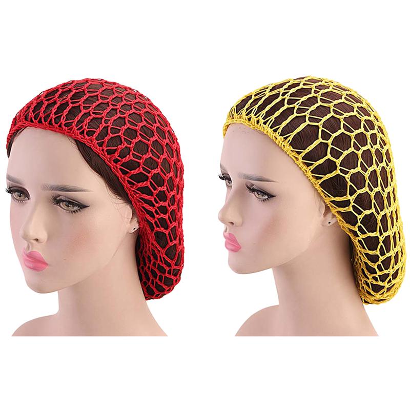 Bonnet de nuit artisanal en Crochet pour femmes, 2 pièces, chapeau de nuit Long, protection des cheveux