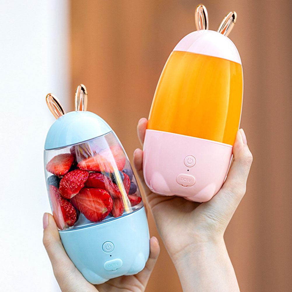 Mooie Konijn Huishoudelijke Draagbare Usb Oplaadbare Juicer Cup Fruit Blender Mixer Draagbare, Oplaadbare Fruit Juicer