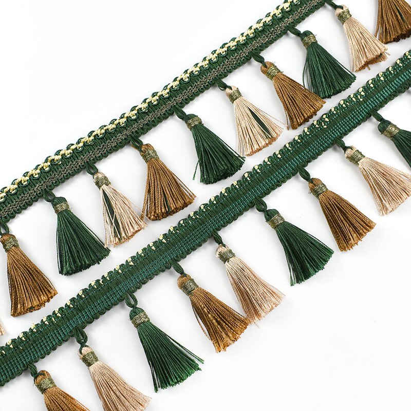 1/2Meters Meetee 85mm Wide Curtain Trim Tassels Lace Fringe Ribbon DIY Handmade Mantle Sofa Hometextile Decortion Accessories: ArmyGreen / 1Meter