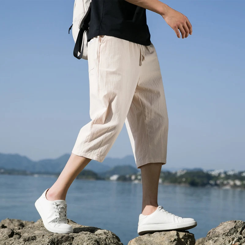 Zomer Casual Linnen Korte Broek Katoenen Rechte Heren Lichtgewicht Shorts Grote Effen Kleur Gym Vijfde Strand Korte Broek