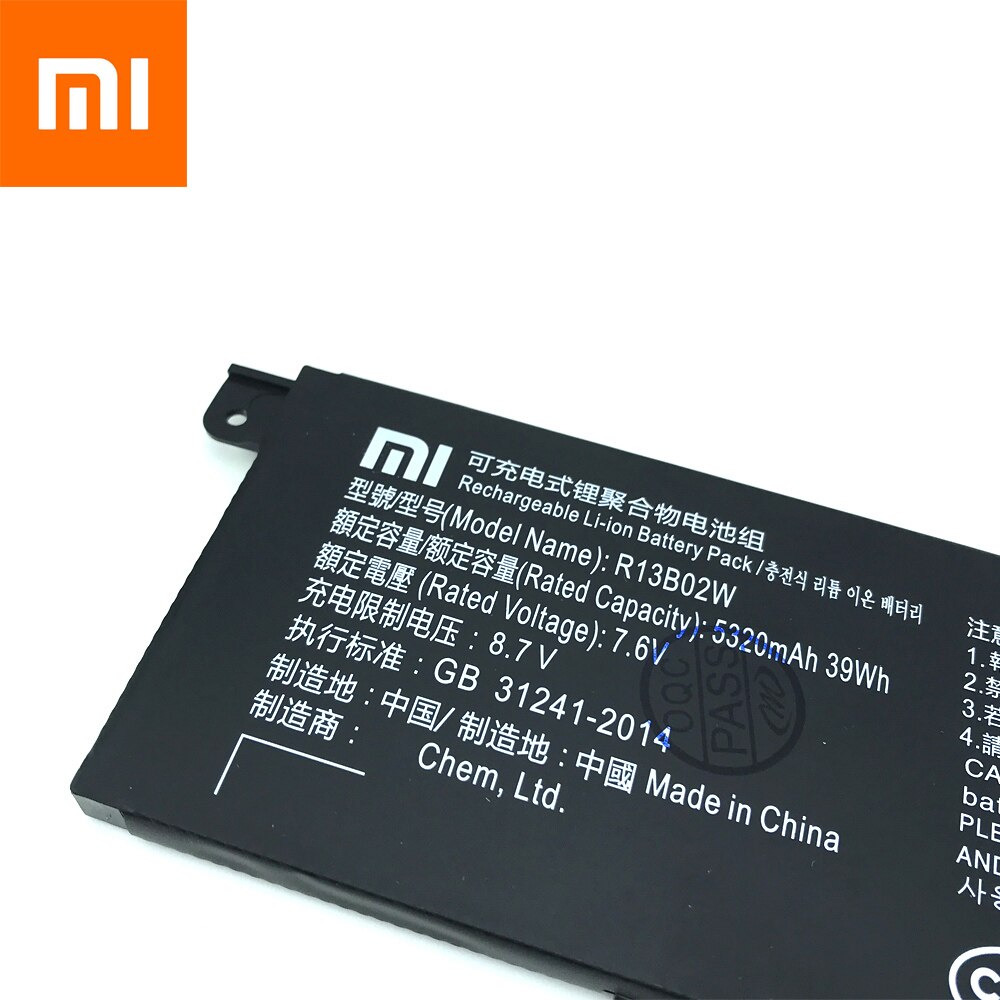 Xiaomi-Batería de tableta Mi Air Original, 13,3 ", 5230mAh, R13B01W, R13B02W, 7,6 V, 39WH