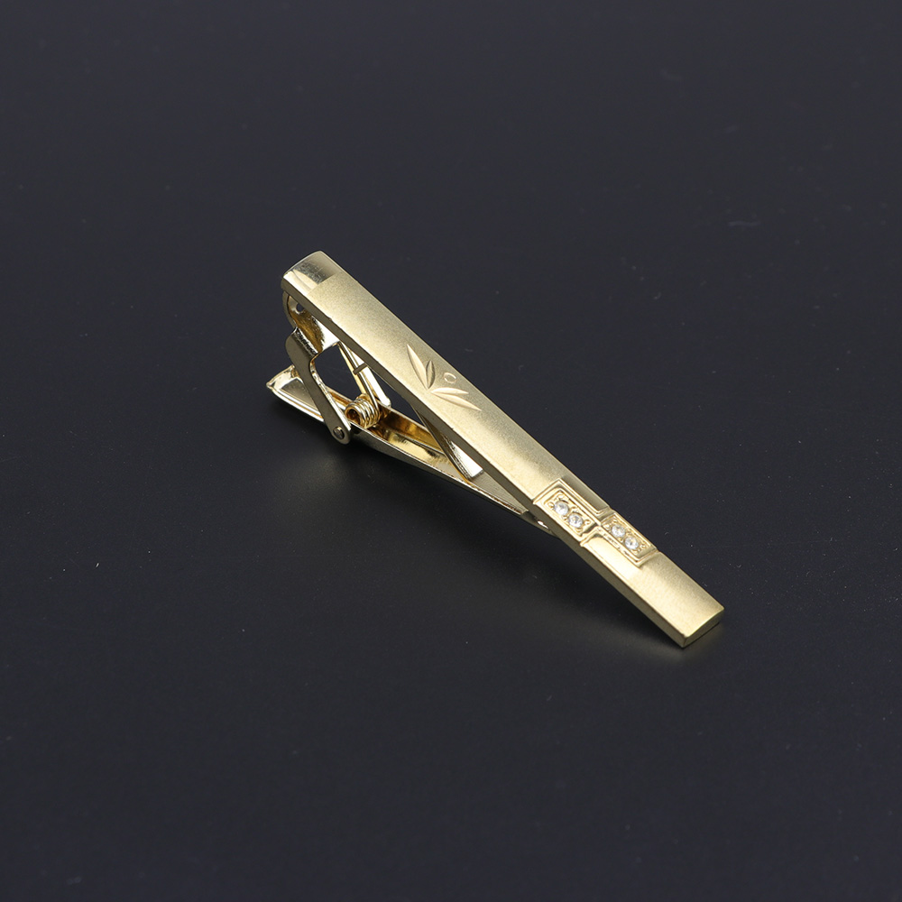 Slips klip klassisk trendy mænd guld krystal juvel metal mandlig business banket bar slips clips lås tilbehør: 14