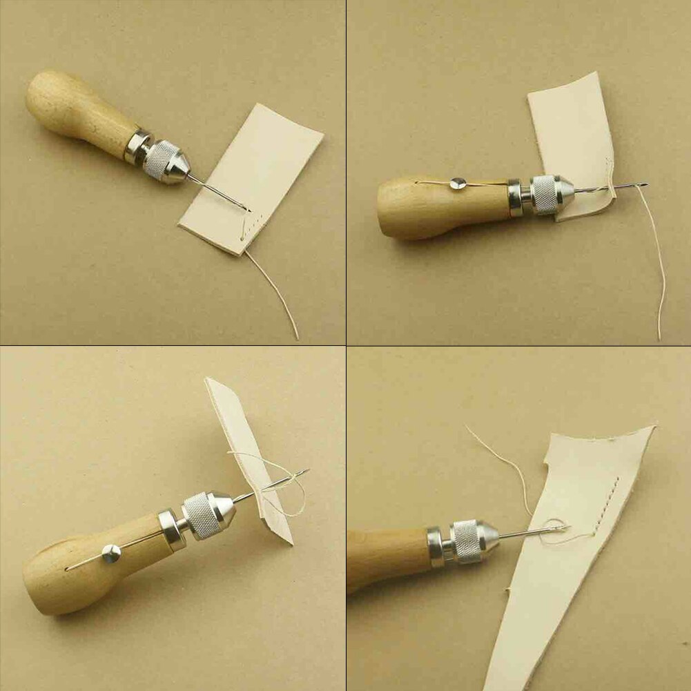 Leer naaien priem gereedschapsset naald en gewaxte draad leer zeil canvas zware reparatie leer gereedschap