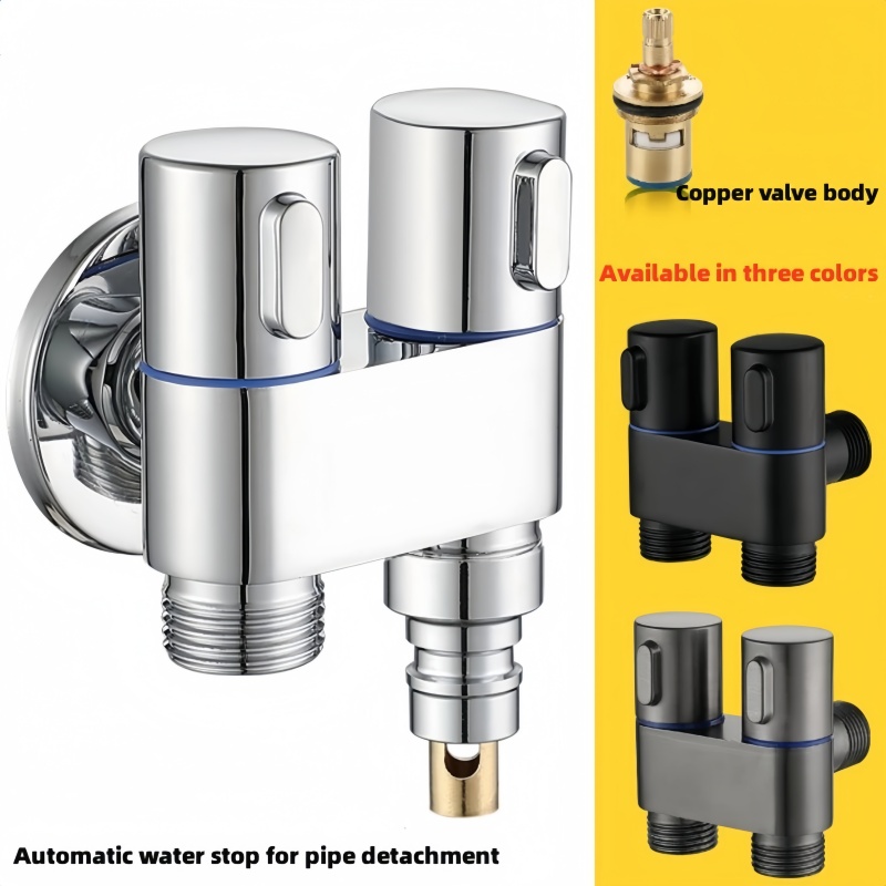 Wasmachine Dubbele uitlaat Kraan Automatische waterafsluiter Antiroest G1/2 Connector Eén in en twee uit kraan Hoekstopkraan
