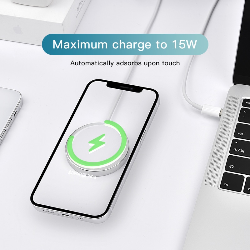 15W Magnet Case Fast Charger for iPhone 12 Pro Max 12Mini 12 Magnetic Qi Wireless Charger USB C PD Adapter