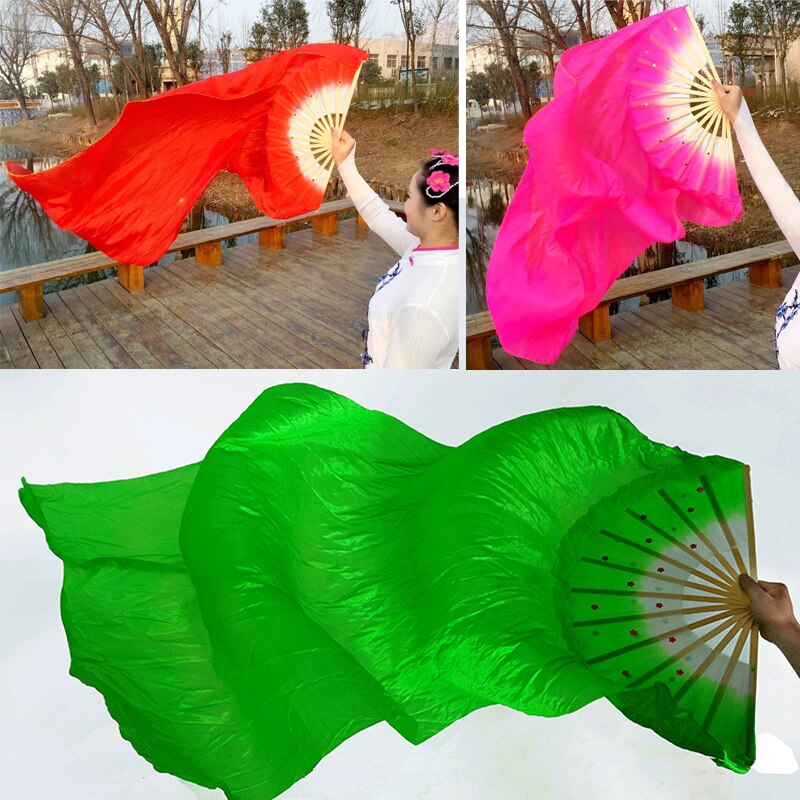 Regenbogen die Seide Fans tanzen Fan Bauchtanz Schleier Fans Handheld Bambus Fan Leistung Tanzen Faltbare Lange Fans Hause Dekoration
