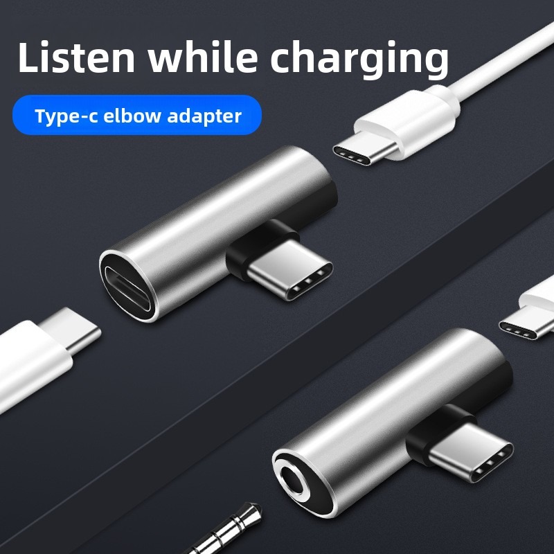 2 in1 typ c-adaptrar 3.5mm hörlursuttag samtidig laddning och lyssnande dubbla portar universell telefon kompatibel med bärbar dator