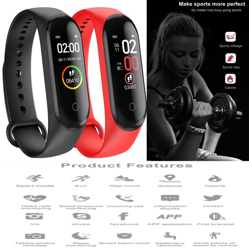 M4 Bracelet intelligent montre podomètre montres Bracelet montre de santé intelligente Bracelet de Fitness Bracelet pression artérielle moniteur de fréquence cardiaque bandes