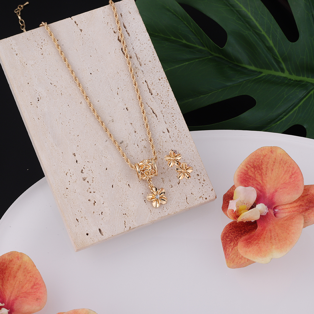SophiaXuan Hawaiian Jewelry Set Samoa Polynesian Plumeria Flower Earrings Necklaces Sets Jeweler for Women Party