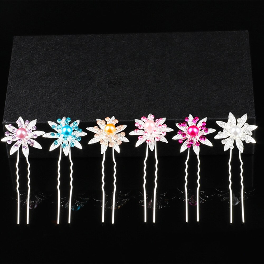 5pcs Flower Hairpins Hairstyles Wedding Bridal Hair Pins Hair Jewelry Accessories Hairwear Girls Hair Clips For Women