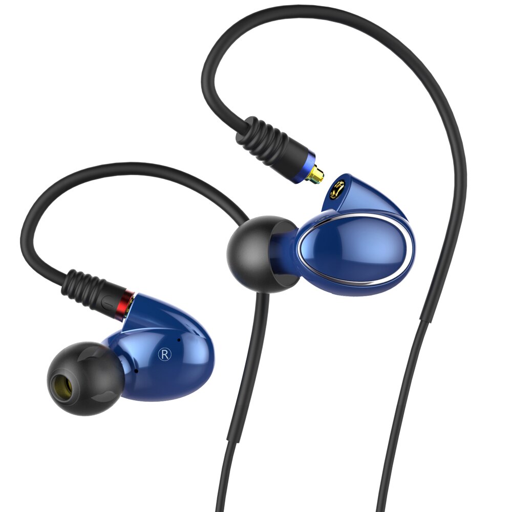 Fiio  fh1 dual driver hybrid in-ear hovedtelefoner/øretelefoner med android kompatibel mikrofon og fjernbetjening: Blå
