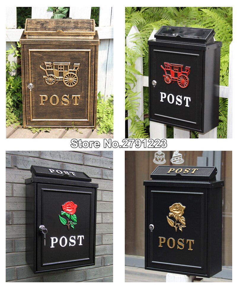 Retro Pastoral Wall Mounted Mailbox Mail Postal Letter Box Lockable Secure Mail Post Cast Aluminum Mailbox Postbox Garden Decor