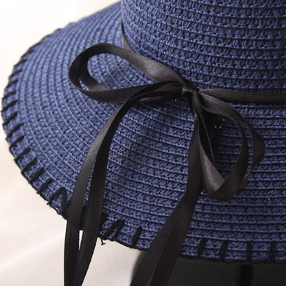 zomer Mode Zomer vrouwen Opvouwbare Wide Brim Grote Elegante Parel Strand Zonnehoed Stro Strand Cap Voor dames Meisjes