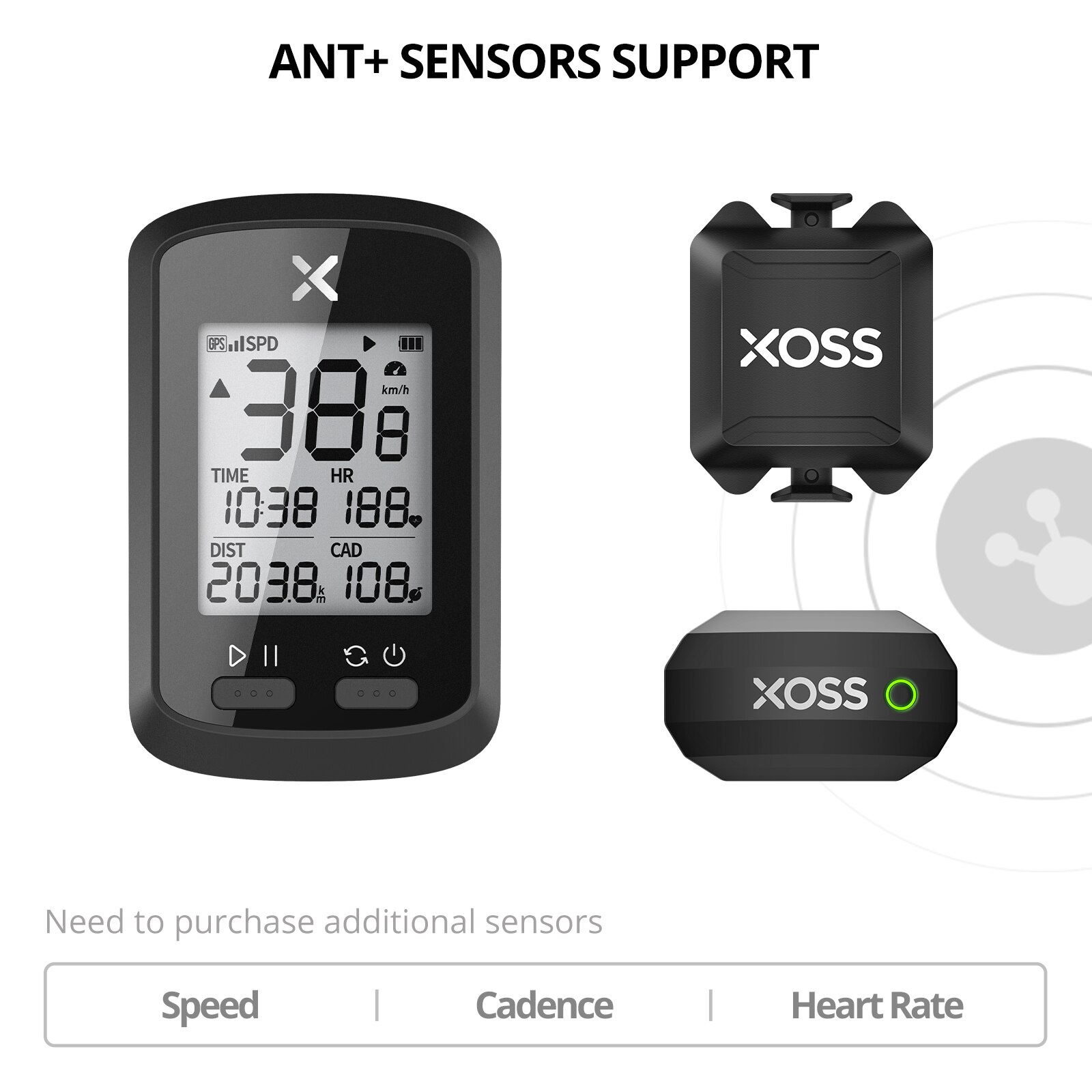 XOSS G/G+ GPS-Fahrradcomputer, kabelloser Fahrrad-Tachometer, Rennrad, MTB, wasserdicht, Bluetooth, ANT+, Trittfrequenzgeschwindigkeit, Fahrradcomputer