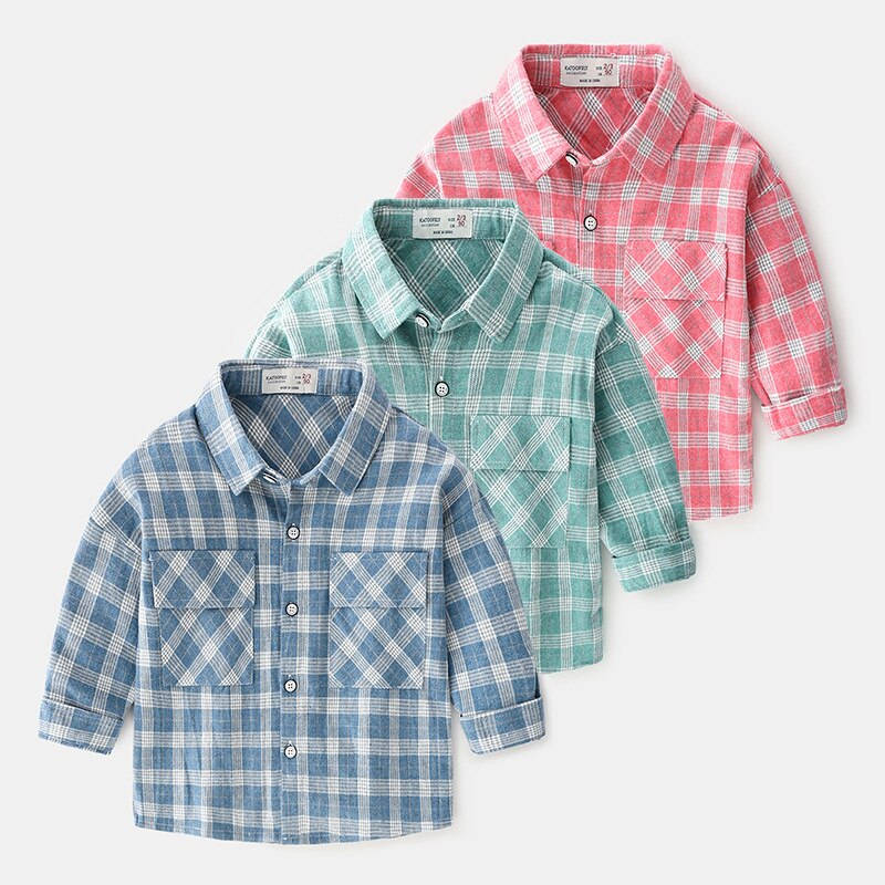 Chemises pour garçons de 2 3 4 5 6 ans | Chemise à manches longues, Plaid décontracté, vêtements printemps-automne pour bébés, t-shirts pour garçons,