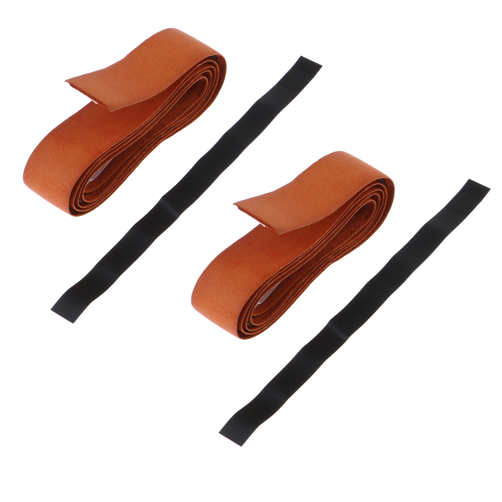 2x Leather Handle Grip Tape Cover Tennis/Badminton/Squash Racket, Dark Brown