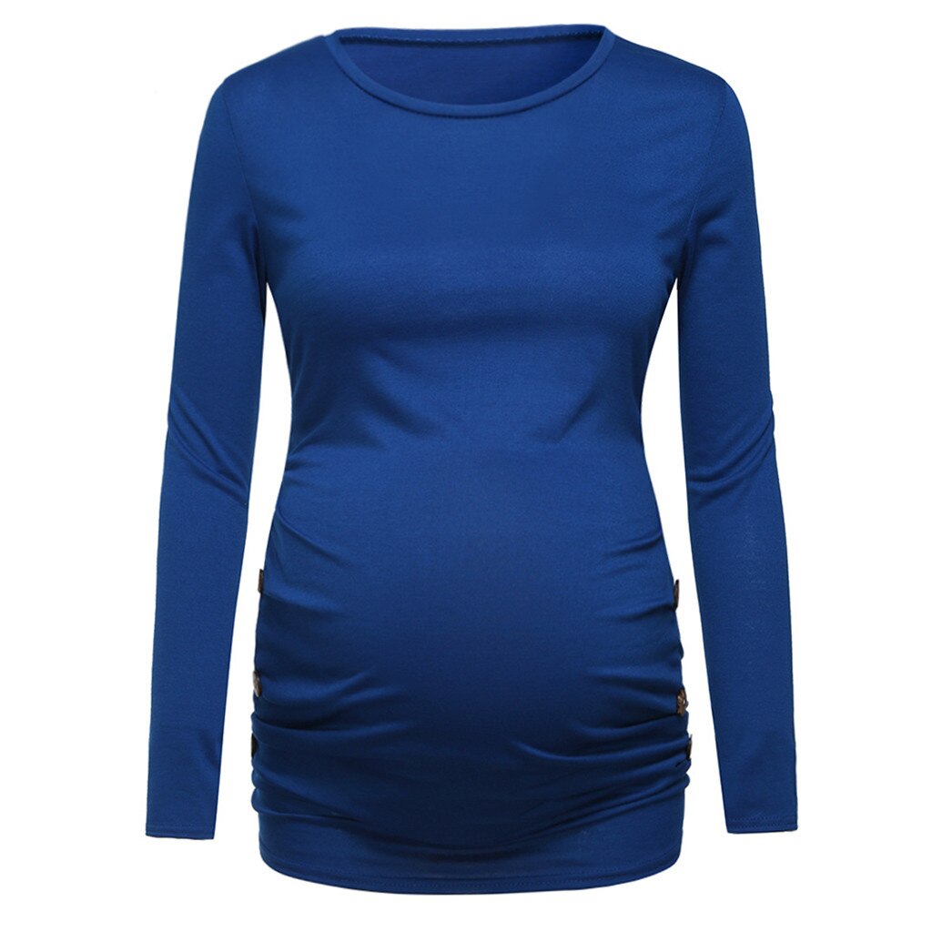 Ropa de maternidad para embarazo, camisa de maternidad con botón en el lateral y fruncido, camisetas de maternidad, ropa premamá embarazada