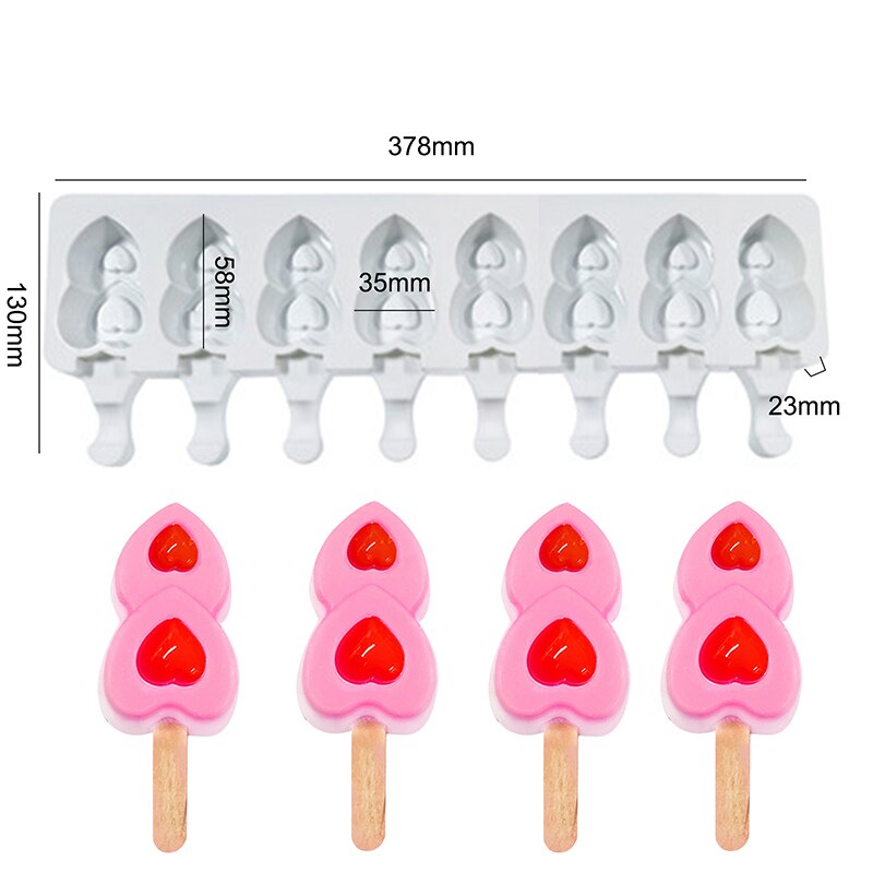 4 Cell Silicone Ice Cream Mould Diy Mold Ice Cube Tray Barrel Dessert Ice Cream Mold With Popsicle Sticks and Bags: New-4