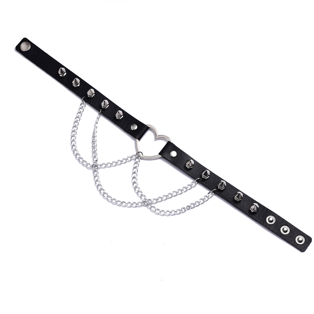Gargantilla Punk con pinchos para mujer y niña, gargantilla de corazón gótico con cadena de cuero, joyería, accesorios góticos