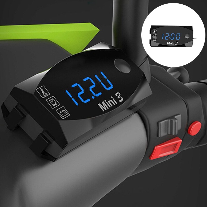 3 In 1 Digital Time Voltage Temperature Clock LED Backlight Digital Display 1pcs: Blue