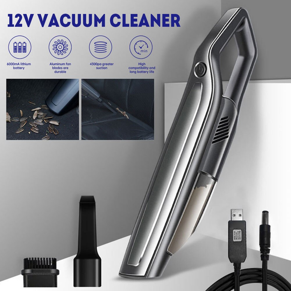 Handheld Wireless Vacuum Powerful Cyclone Suction Rechargeable Car Vacuum Cleaner Wet/Dry Auto Portable for Car Home Pet Hair