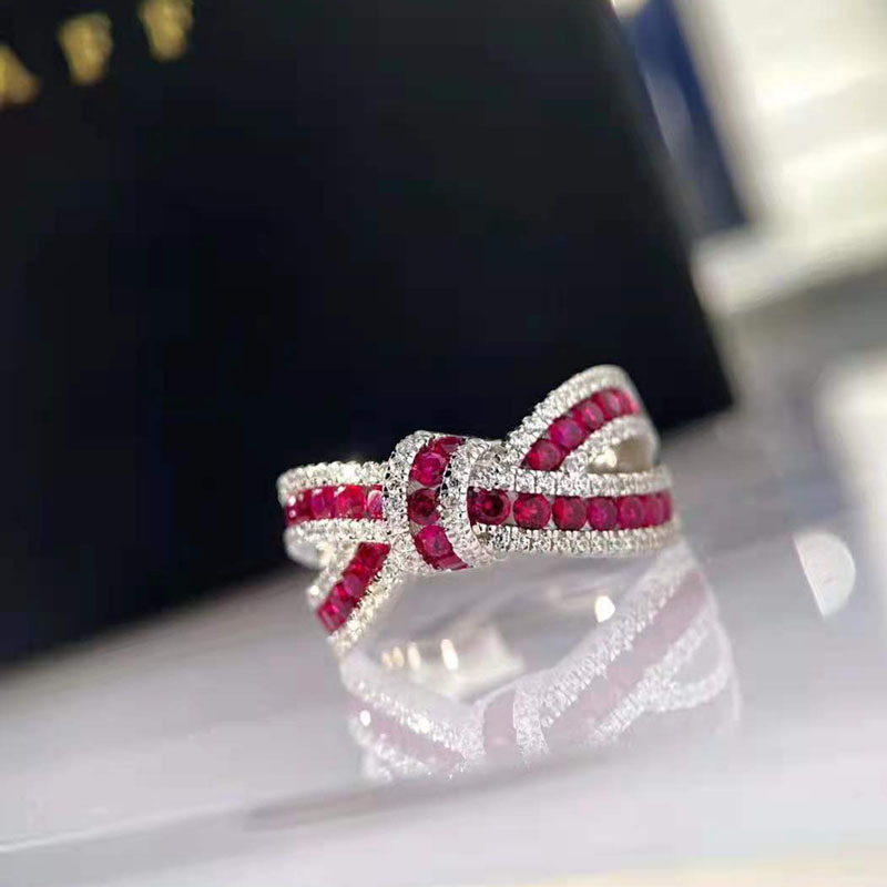 Oevas 100% 925 Sterling Zilver Robijn Hoge Carbon Diamond Strik Ringen Voor Vrouwen Sparkling Wedding Party Fijne Sieraden