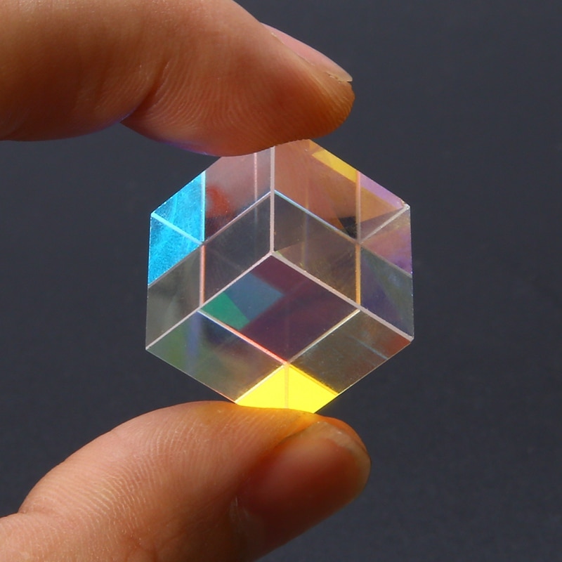 Terningprisme 18 x 18mm defekt krydsdikroisk spejl combiner splitter dekor transparent modul optisk glas klasse legetøj