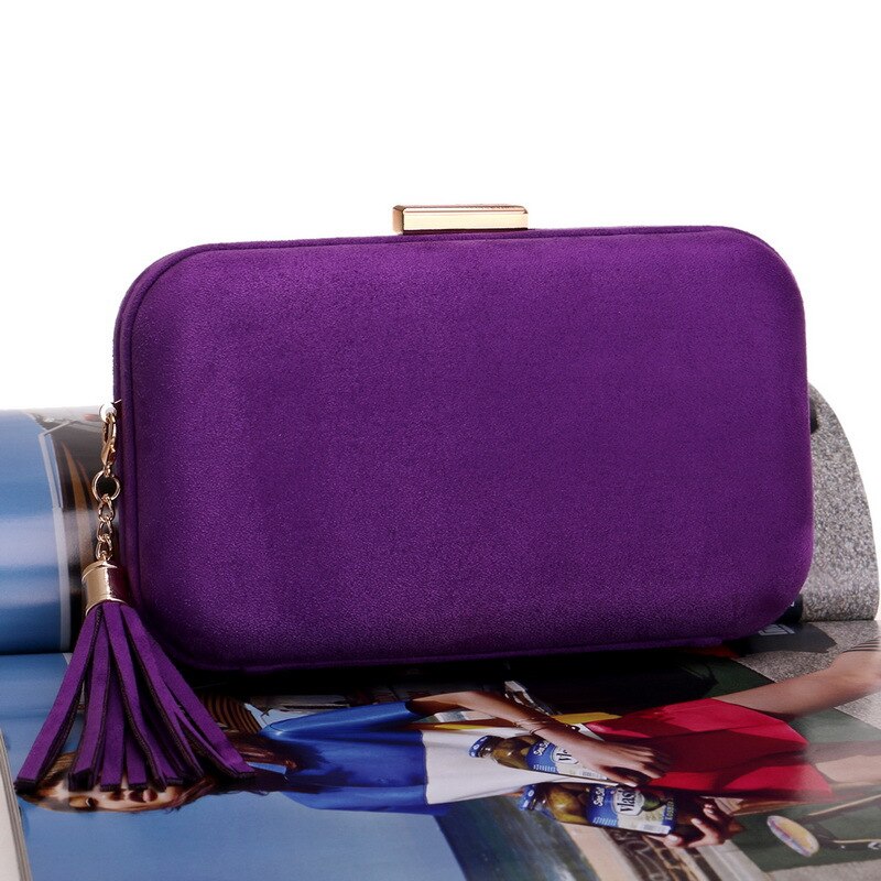Kvinnor kväll handväska clutch väska brud bröllop clutches kedja handväska fest middag bal kedja axel handväska plånbok: Lila