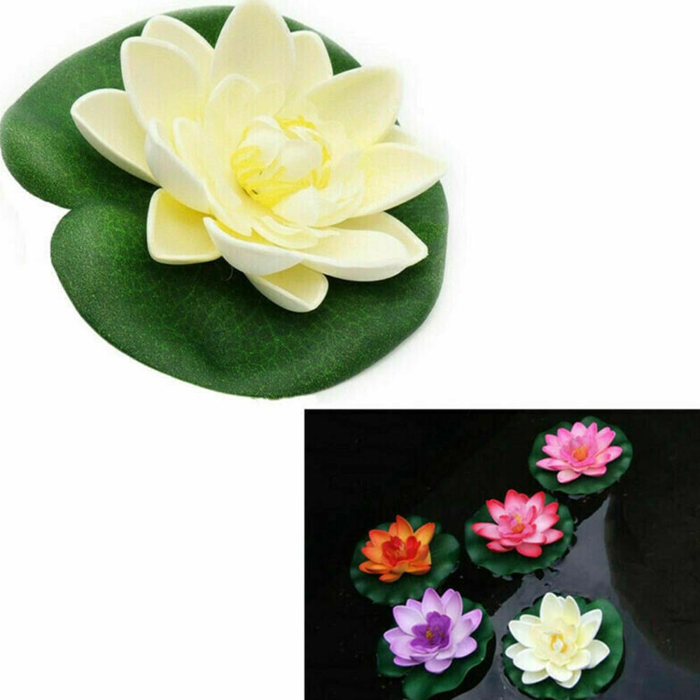10 Pcs/Set 10cm Artificial Floating Water Lily EVA Lotus Flower Pond Decor Swimming Pool Simulation Plants Water Home Decoration