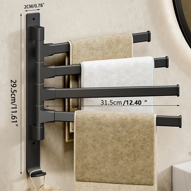 Bathroom Towel Rack Rotatable Towel Holder Space Aluminum 2/3/4/5-Bar Towel Hanger Kitchen Shelf Paper Hanging Wall Mounted: Light Grey