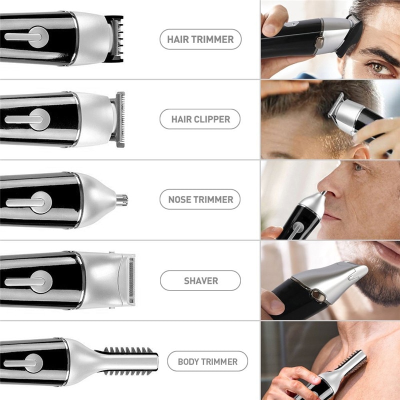 Surker SK-0068 5 en 1 110-240V électrique tondeuse à cheveux tondeuse à barbe étanche IPX 7 Rechargeable épilateur rasoir