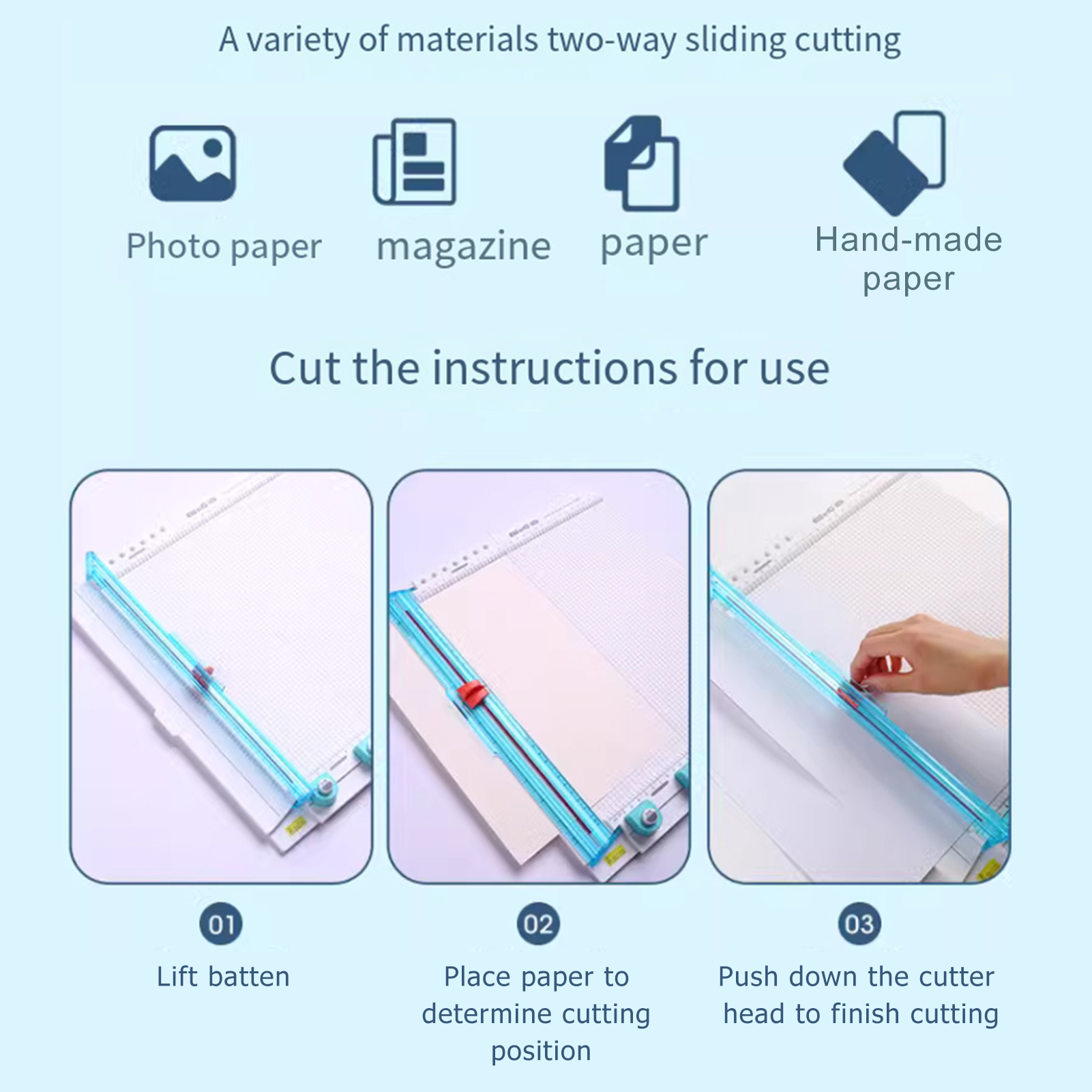 KW-trio Paper Trimmer Scoring Board 7 in 1 Craft Paper Cutter Blades Scoring Tool w/ Paper Folding for Making Photo Scrapbooking