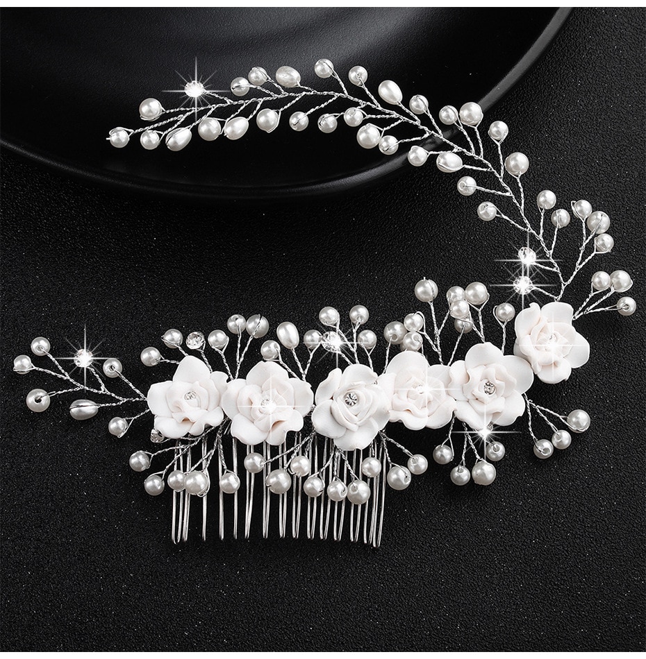 Bruids Hoofdtooi Zachte Klei Bloem Bruiloft Accessoires Bruidsmeisje Accessoires Insert Kam Pure Handgemaakte Banket Jurk Accessoires