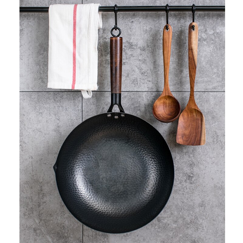 32Cm Chinese Traditionele Ijzeren Wok Non-stick Pan Kitchen Cookware Non-Coating Pan Met doos