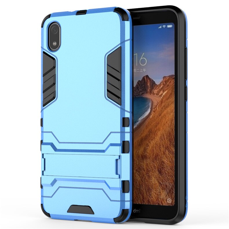 Case for Xiaomi Redmi 7A Case for Redmi 7A Robot Armor Rubber Bumper Shockproof Hard Phone Cover Stand Holder: blue phone case