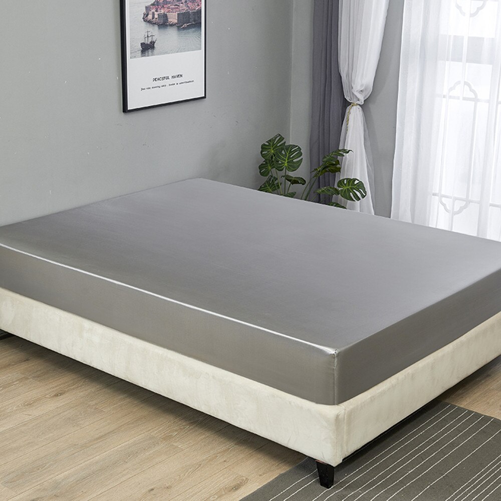 1pc satin silky fitted sheet: Light Grey / Queen