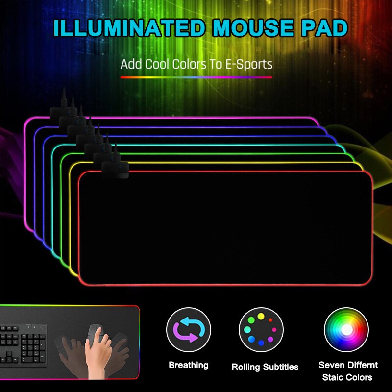 Tapete colorido da almofada do rato da iluminação do diodo emissor de luz do rgb para gdeals do jogo do computador portátil