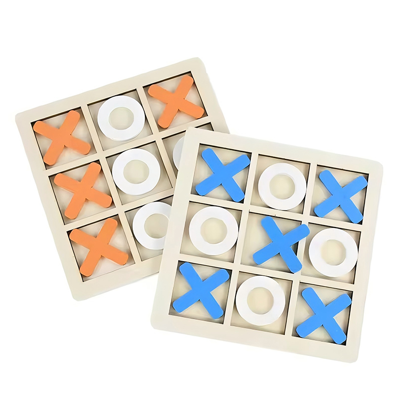 Gioco del Tris in Legno, Rompicapo Logico Divertente, Giochi da Tavolo Classici di Strategia per Adulti e Bambini, Regalo Educativo