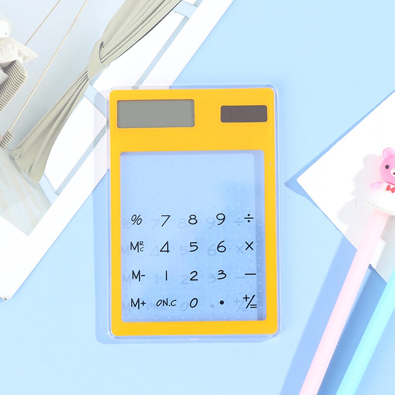 1Pc Transparent Cartoon 8-Digit Calculator Solar Energy Mini Portable Calculator: OG