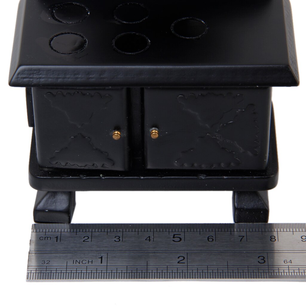 Vintage Wood Miniature Kitchen Stove Cooker Black for Dollhouse Furniture Accessory