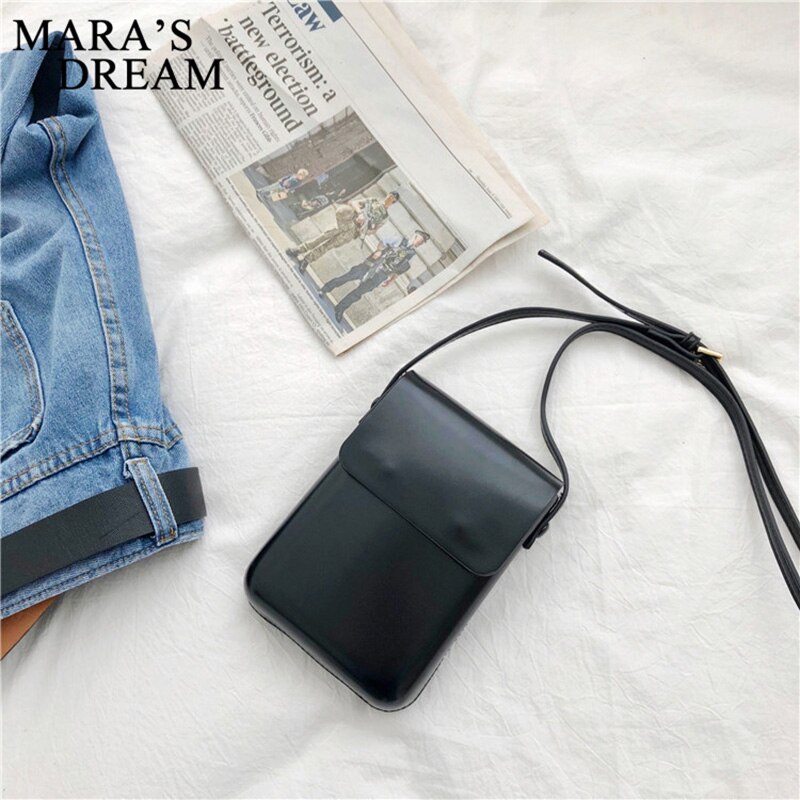 Mara's Dream Solid Color Women's Bag Shoulder Messenger Wild Simple Pu Leather Flip Vertical Small Square Bag