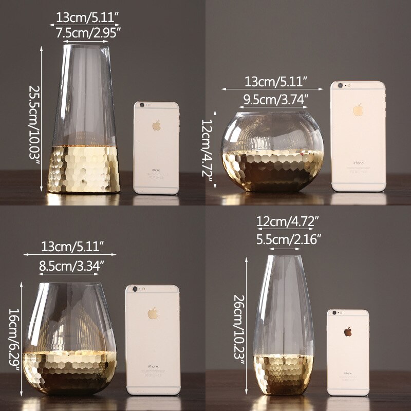 Nordic Gold Folie Glas Vazen Woonkamer Decoratie Bloemstuk Ornamenten Bruiloft Decoratie Kunst Vazen Meubels