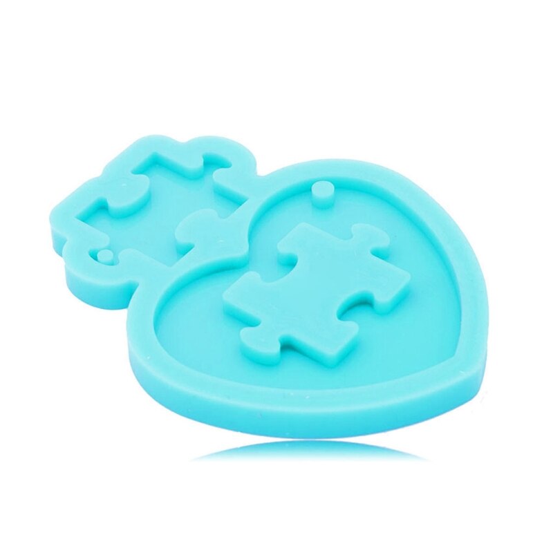 Heart Puzzle Keychain Silicone Mold Jigsaw Puzzle Epoxy Craft Resin Mold Autistic Love Puzzle Resin Casting Mold Tools