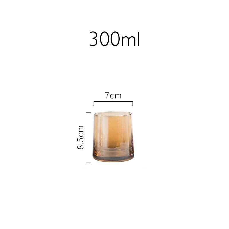 JINYOUJIA Nordic Glass Carafe Water Pitcher with Wood Lid Kettle Drinking Cup Tea Pot Juice Jug Household Drinkware: AMBER 300ml