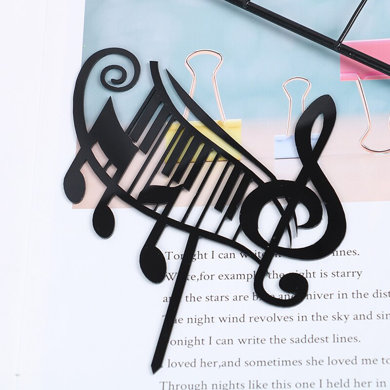 Musical nota adorno acrílico para pastel Festival de Música de torta para boda cumpleaños música adornos de pastel de suministros