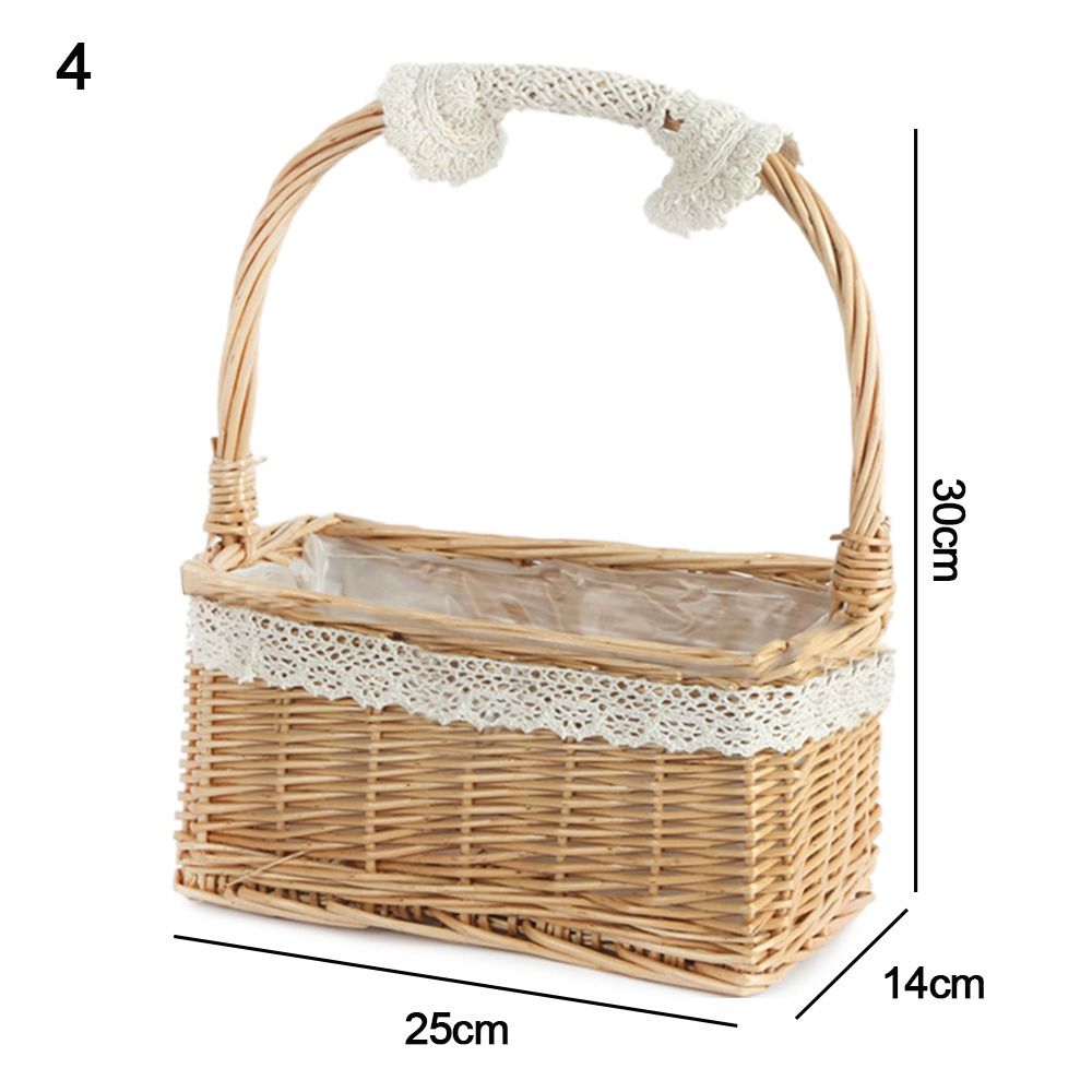 Weiden-Rattan-Blumenmädchen-Körbe, gelb, stabiler Blumenarrangement-Korb, Picknick-Behälter, handgefertigte Halbmondkörbe aus Korbgeflecht