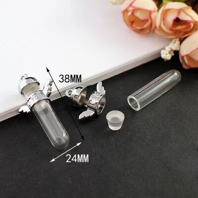 5 stücke Glas Fläschchen Anhänger Medaillon parfüm öl flasche Reize Kupfer Container wünschen Flasche Charme Name Auf Reis Kunst Schmuck: Nein16
